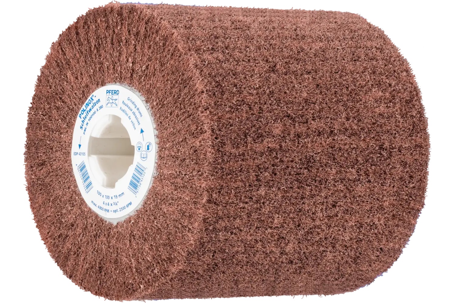 Picture of Pferd Polinox® Non-Woven Finishing Drum, 4" x 4, 3/4" Keyed AH, Radial, 280 Grit, AO